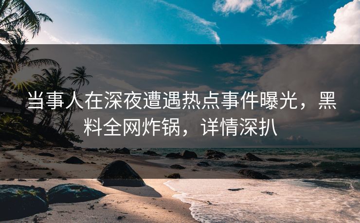 当事人在深夜遭遇热点事件曝光，黑料全网炸锅，详情深扒