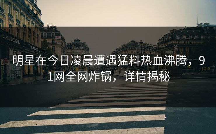 明星在今日凌晨遭遇猛料热血沸腾，91网全网炸锅，详情揭秘  第1张