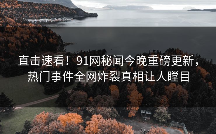 直击速看！91网秘闻今晚重磅更新，热门事件全网炸裂真相让人瞠目